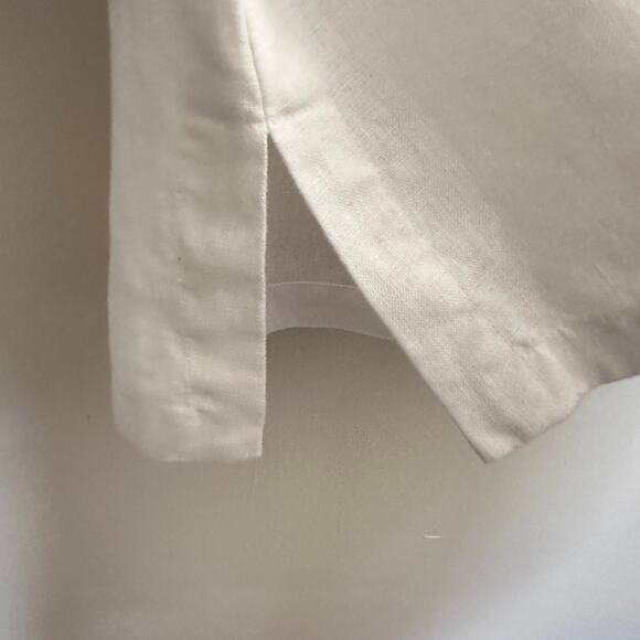 Chico's Women's LARGE Linen Button Front 3/4 Sleeve Shirt Summer Nautical White - Picture 8 of 11